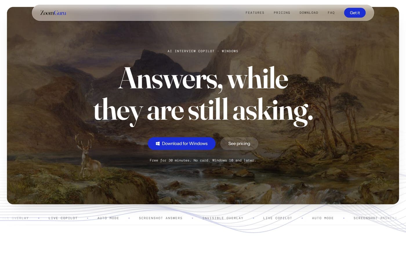 ZoomGuru AI interview copilot SaaS website — designed by Hasbiyallahu Jafaru, web application developer